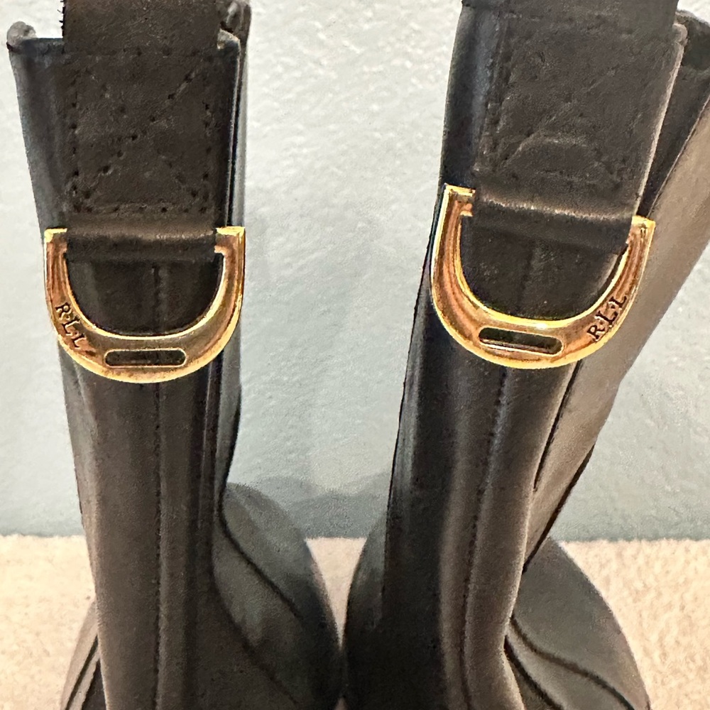 Lauren Ralph Lauren McKenzie black leather mid calf boots 11B - Picture 3 of 9